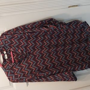 Cato tunic blouse size 18/20, polyester. Pretty shades of blue,white and red.